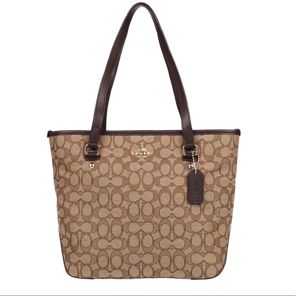 Coach Sign Zip Top Tote Handbag